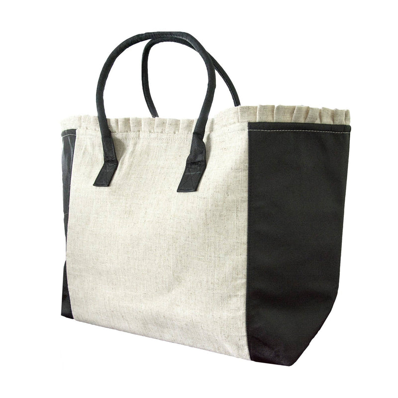 Linen Weekender Tote – Moiré Trimmed Travel Bag | Pink or Black