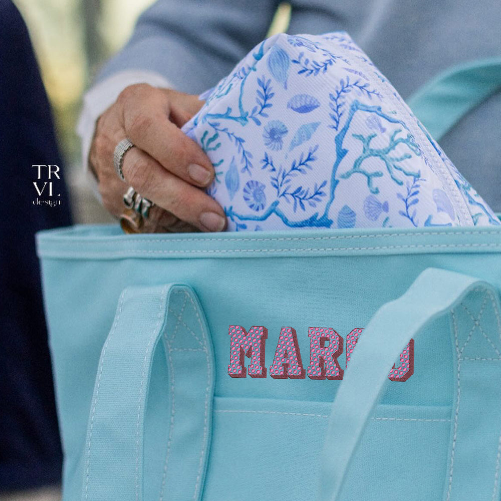 Waterproof Maxi Tote in Lake Blue used for errands, gym, or pool