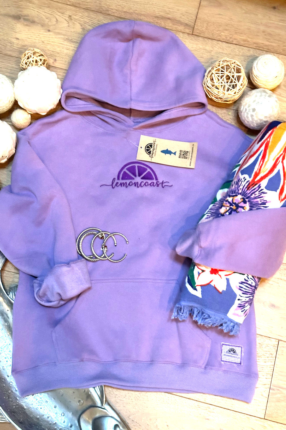 🪻 The Lavender Tide Hoodie – Lemon Coast™ Embroidered Surf Hoodie (Lavender)