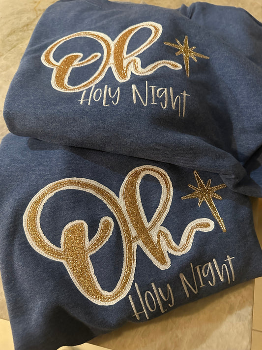 Oh Holy Night Holiday Sweatshirt Closeup | Elizabethjames.co