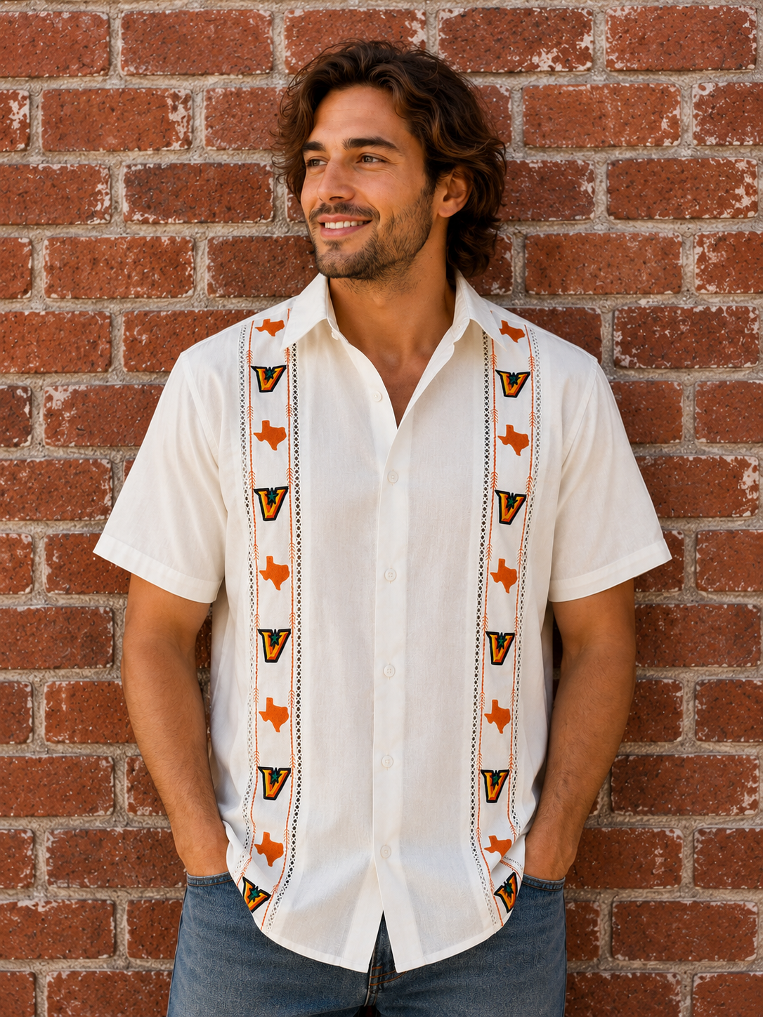 g'dup wear ゲームシャツ　ウェッサイ　bboy Game Day Guayabera Shirt | UTRGV Vaquero Tailgate Apparel