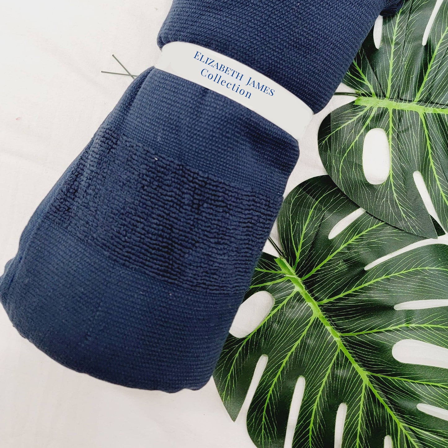 Navy sand-free Turkish towel with soft terry texture