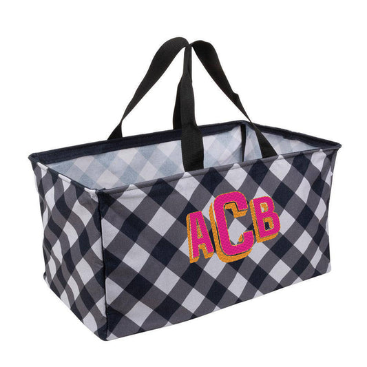 Crunch Bin in black gingham with structured metal frame