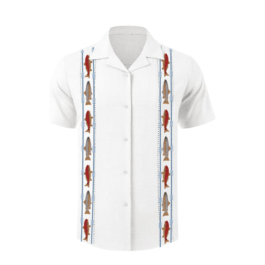 Gulf Coast Bay Guayabera – Redfish & Trout Edition| Classic White, Short Sleeve