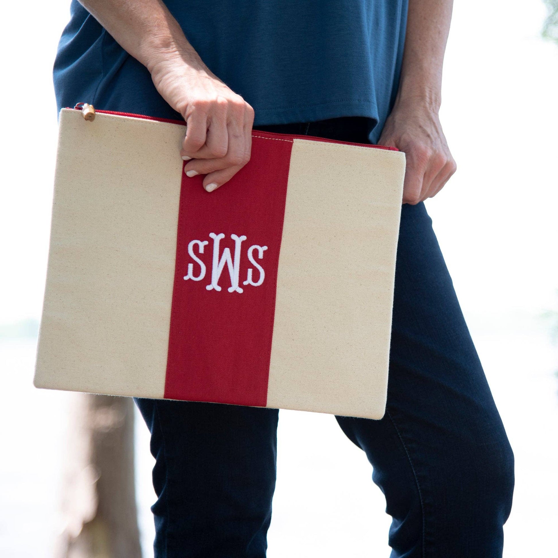 Finley Pouch with color pop and monogram