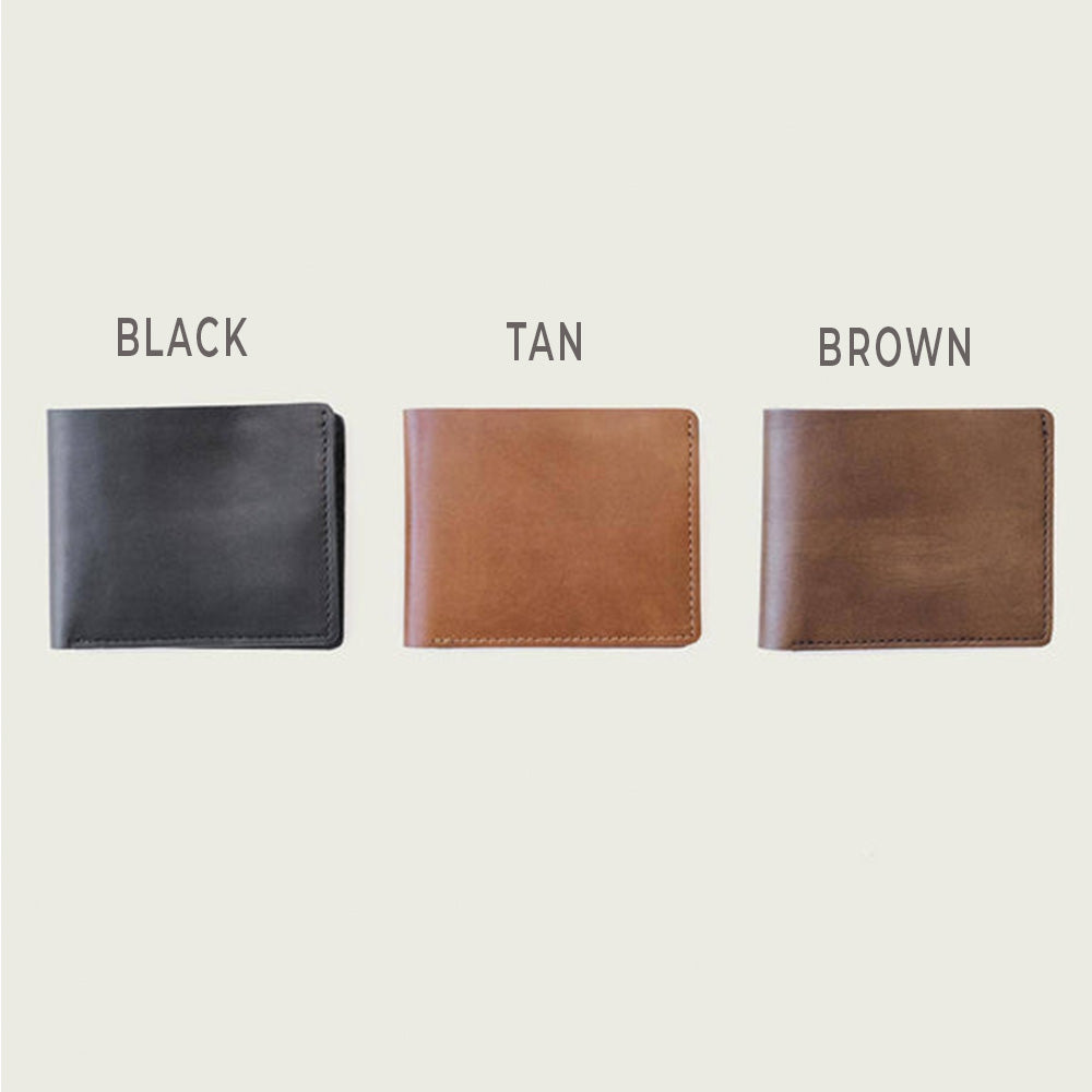 Signature leather bifold wallet for men – front view color options