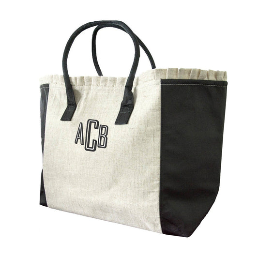 Black linen tote bag for travel and everyday carry