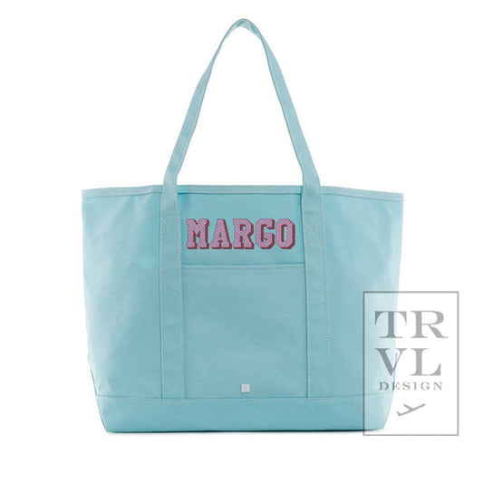 Waterproof Lake Blue Maxi Tote front view – Elizabeth James