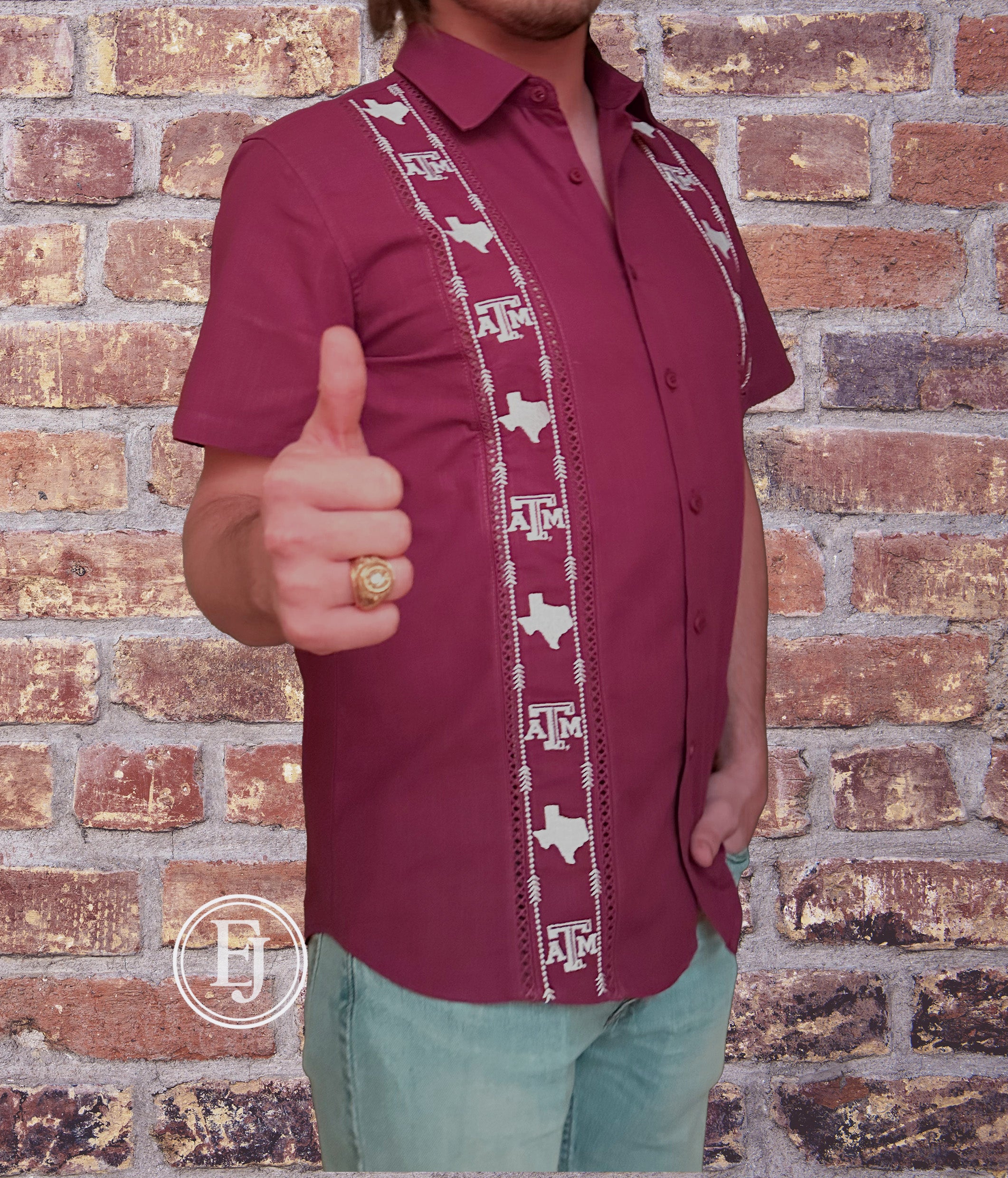 Texas A&M Game Day Guayabera Shirt – Official Aggie Maroon & White