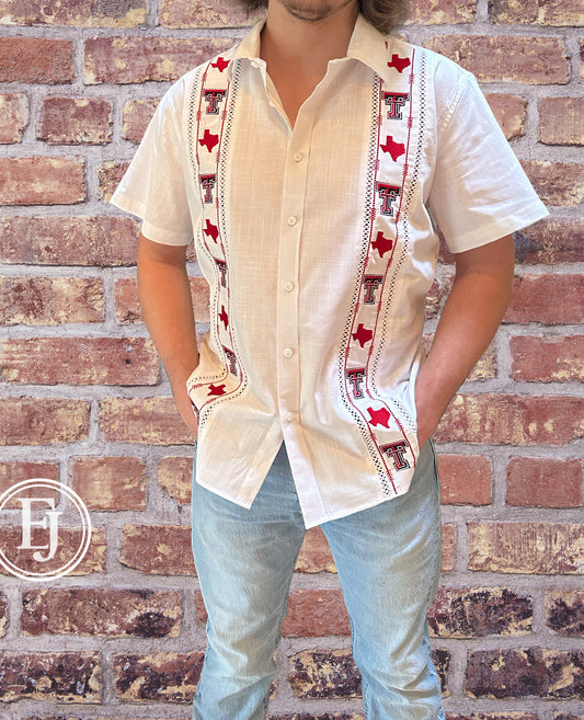 Texas Tech Game Day Guayabera Shirt – Red Raiders Front View