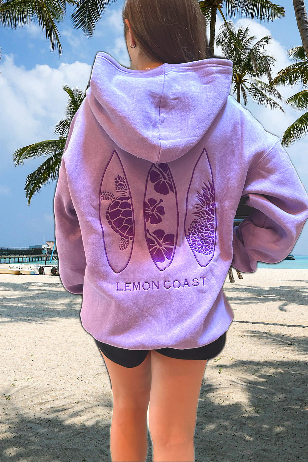 🪻 The Lavender Tide Hoodie – Lemon Coast™ Embroidered Surf Hoodie (Lavender)