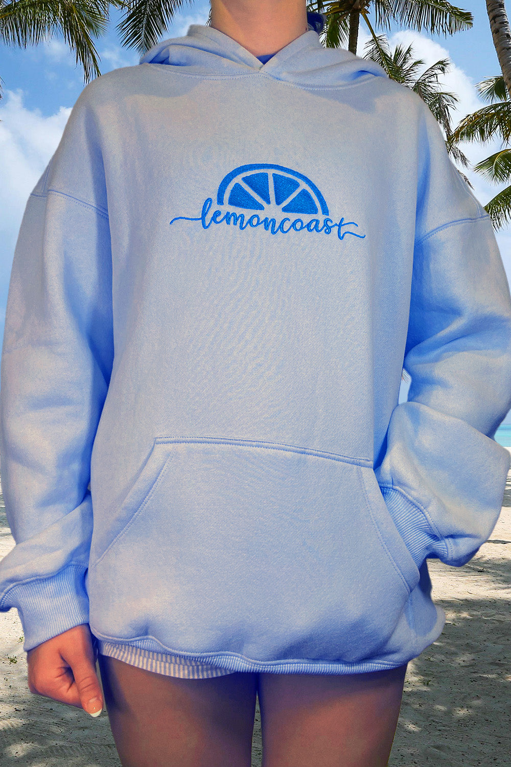 🌊 The Saltwater Sky Hoodie – Lemon Coast™ Embroidered Surf Hoodie (Blue)