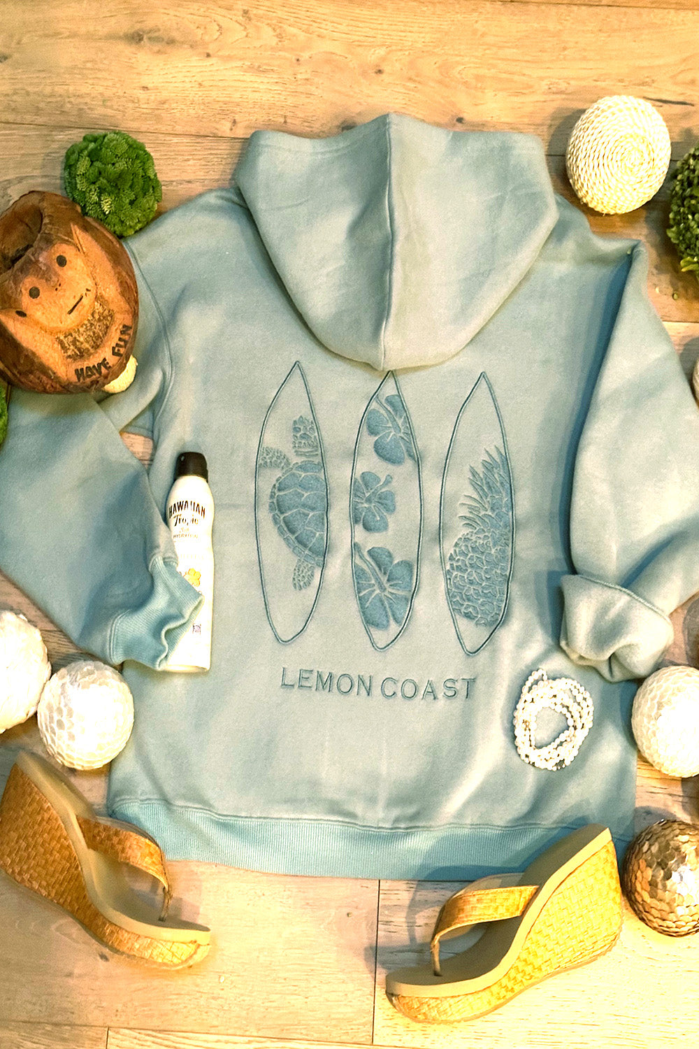 🌿 The Seafoam Surf Hoodie – Lemon Coast™ Embroidered Surf Hoodie (Seafoam Green)