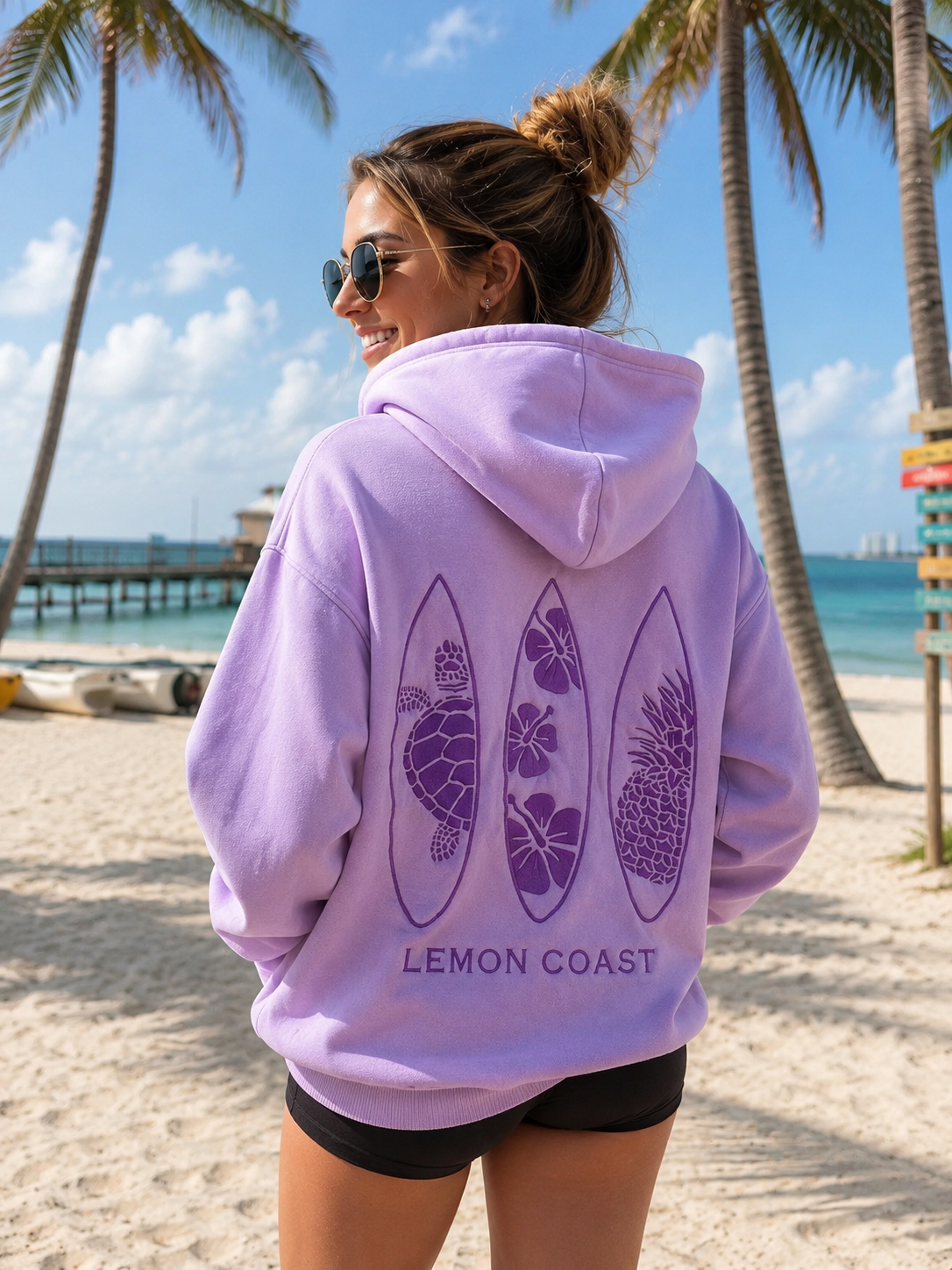 🪻 The Lavender Tide Hoodie – Lemon Coast™ Embroidered Surf Hoodie (Lavender)