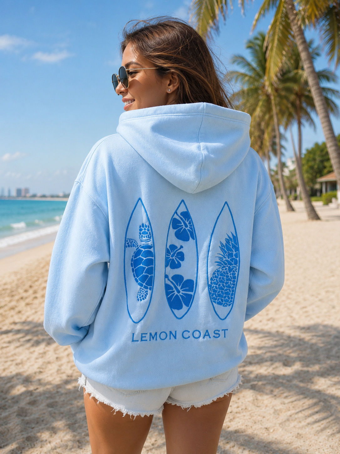 🌊 The Saltwater Sky Hoodie – Lemon Coast™ Embroidered Surf Hoodie (Blue)