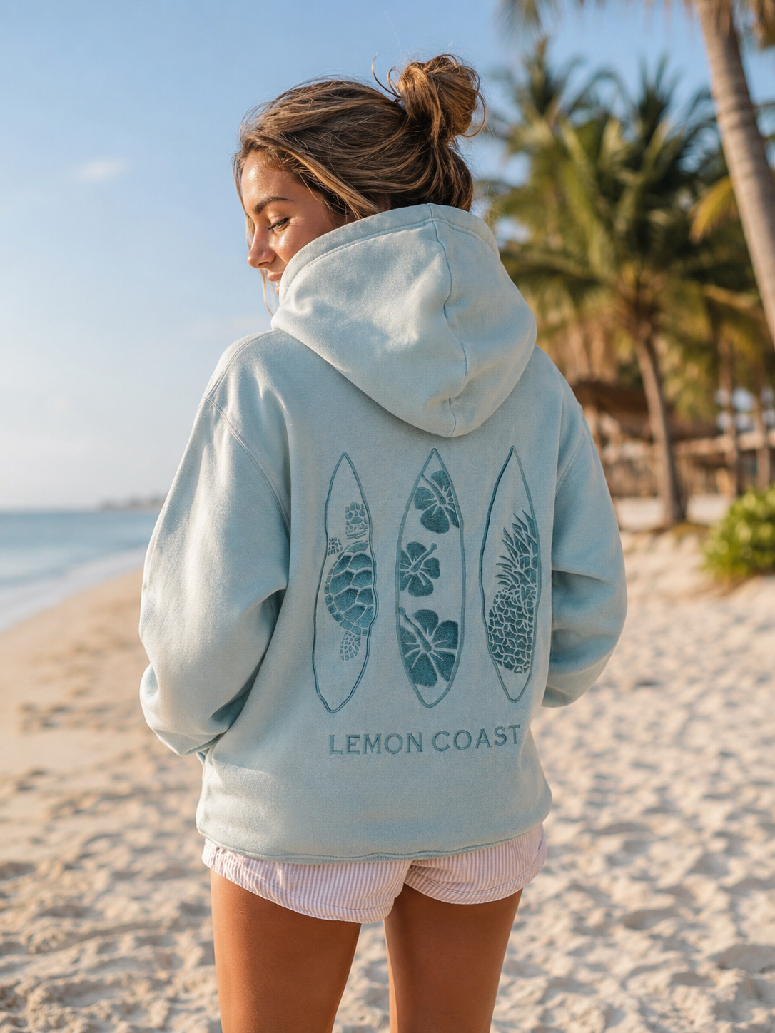 🌿 The Seafoam Surf Hoodie – Lemon Coast™ Embroidered Surf Hoodie (Seafoam Green)