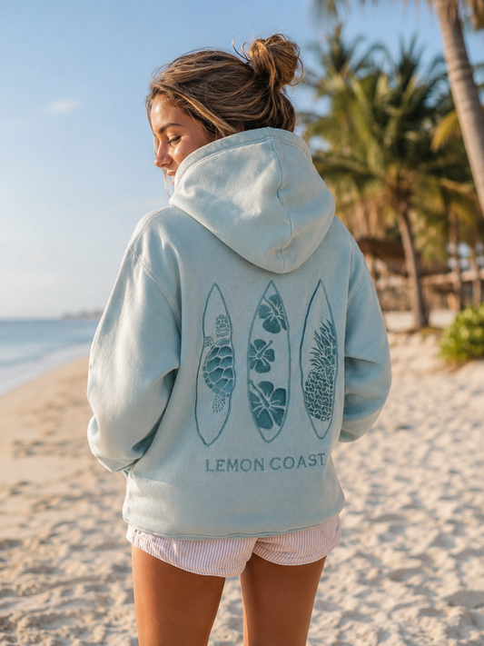 🌿 The Seafoam Surf Hoodie – Lemon Coast™ Embroidered Surf Hoodie (Seafoam Green)