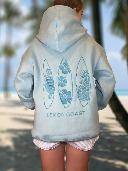 🌿 The Seafoam Surf Hoodie – Lemon Coast™ Embroidered Surf Hoodie (Seafoam Green)