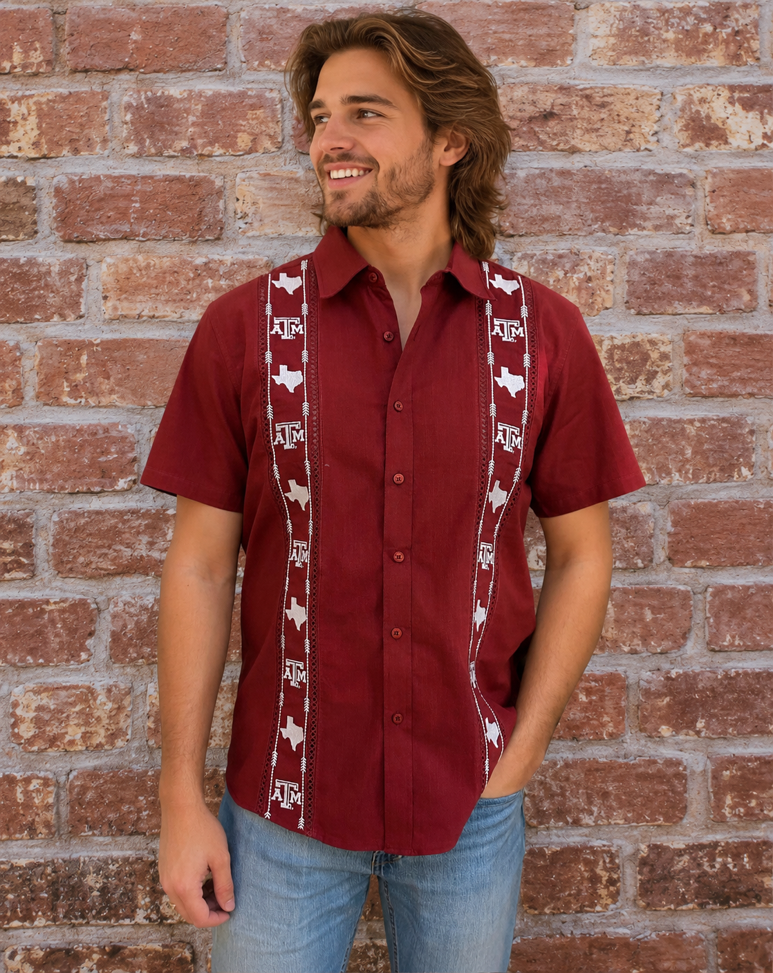 Texas A&M Game Day Guayabera Shirt – Officially Licensed