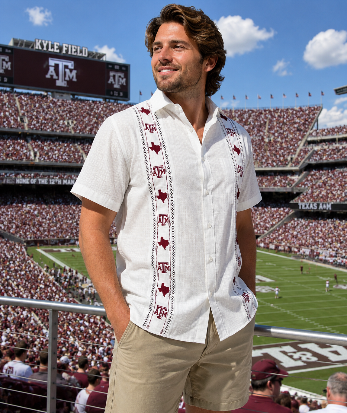 Texas A&M Game Day Guayabera Shirt – Officially Licensed