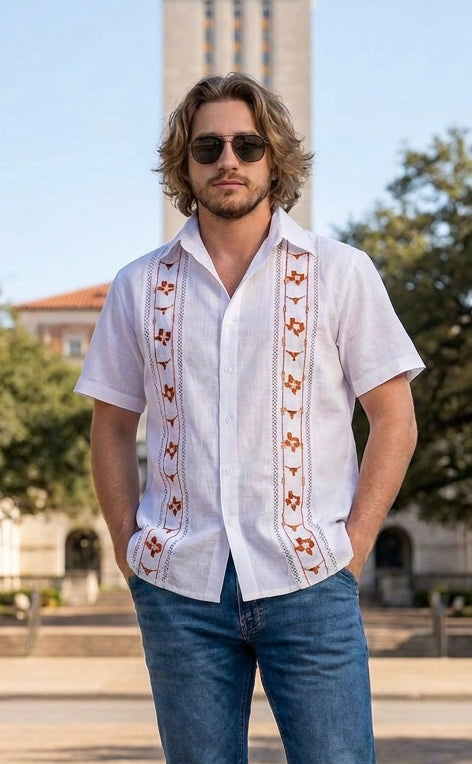University of Texas Longhorn Game Day Guayabera Shirt Spirit With Style