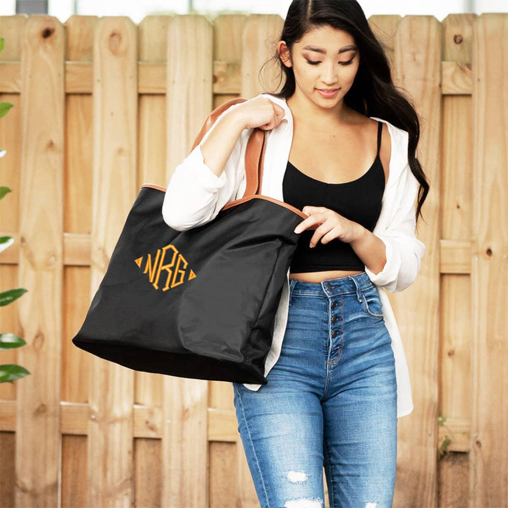 Personalized Ally Tote with custom monogram in thread color
