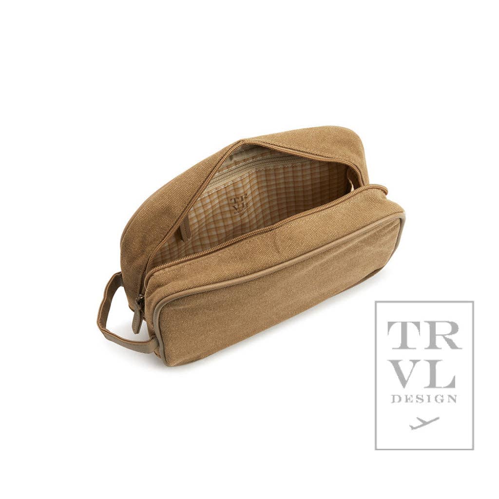 Interior of water-resistant travel grooming case with pockets
