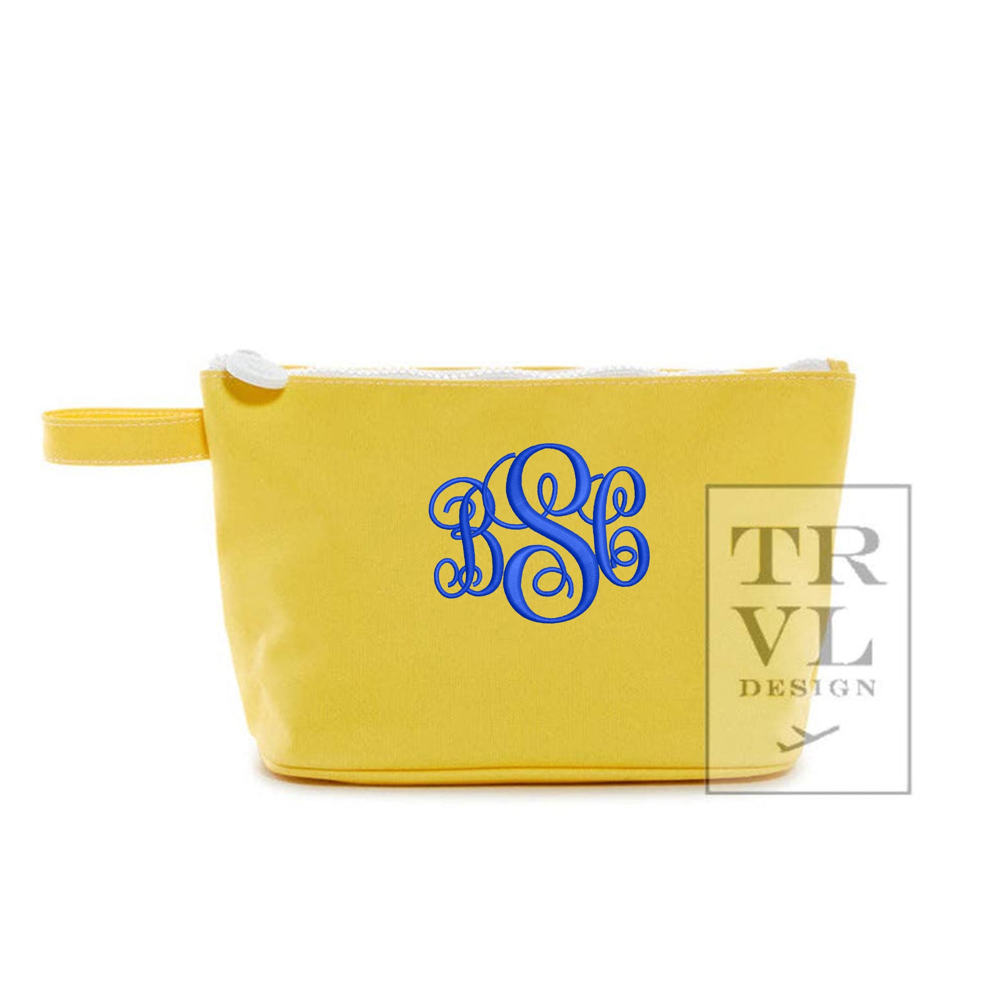 Yellow Skipper Makeup Bag – sustainable coated canvas exterior

